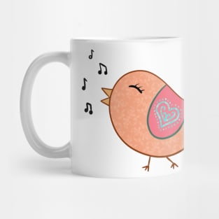 Orange Doodle Bird Mug